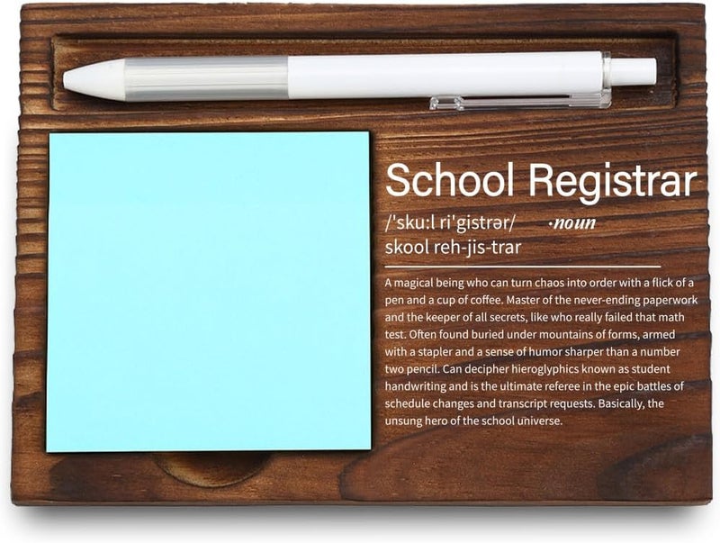 VYNWPDFLI School Registrar Appreciation Gift – Engraved Wooden Desk Organizer, Thoughtful Office Decor for Registrars, LQQ76 - Image 1